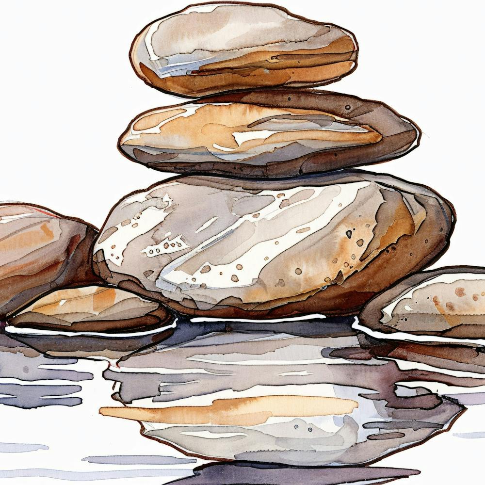 Watercolour Of Rocks