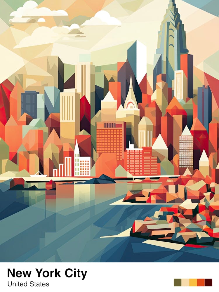 New York City View   Geometric Vector Illustration 0 Poster