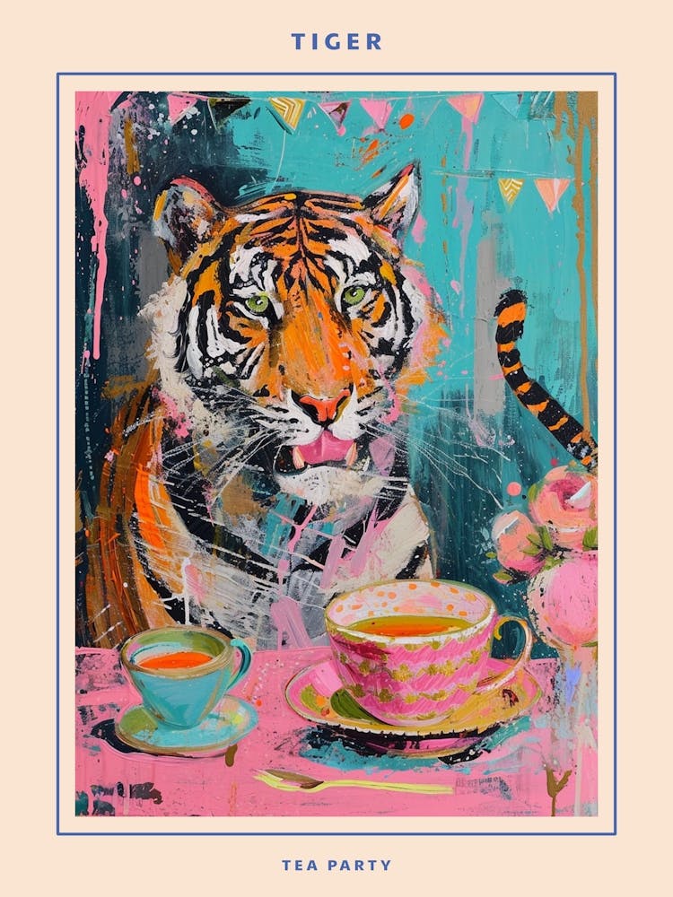 Kitsch Tiger Tea Party 1 Poster