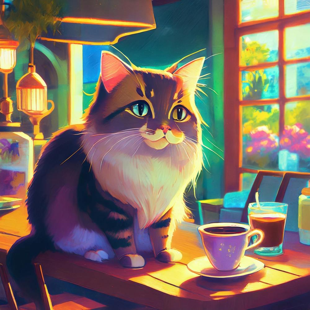 Cat In A Coffee Shop