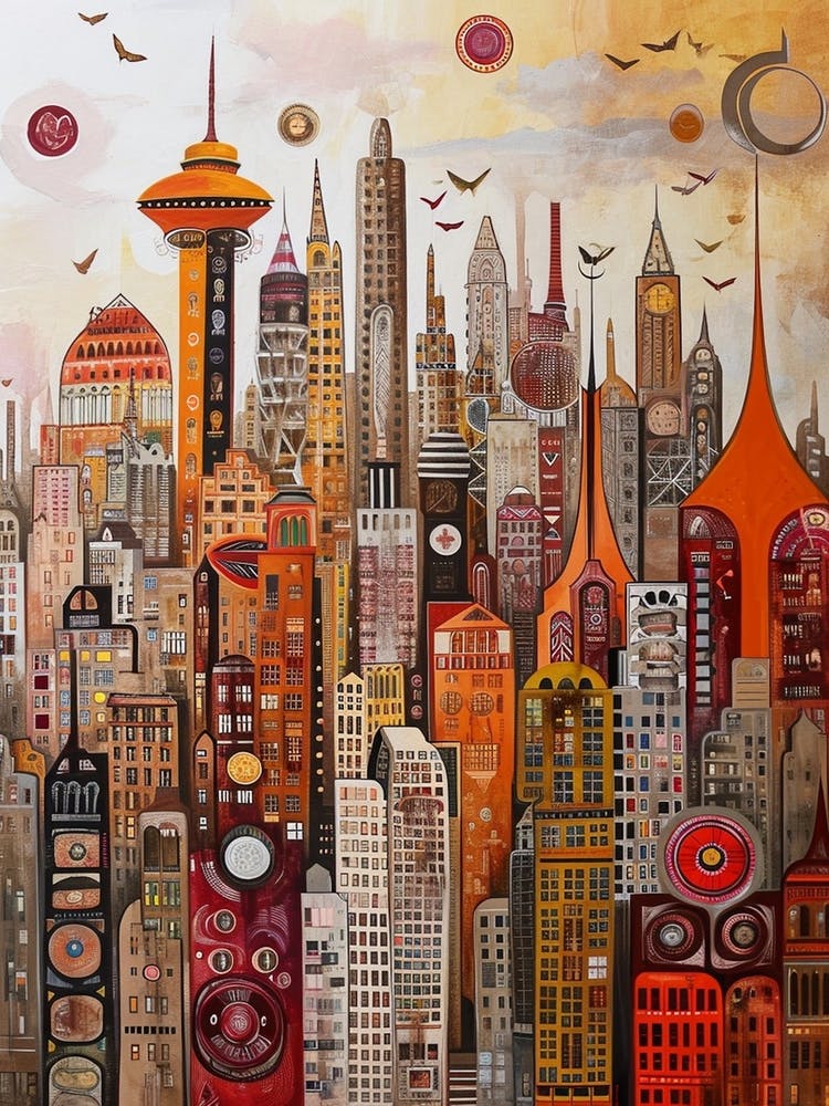 Kitsch Geometric Seattle Cityscape