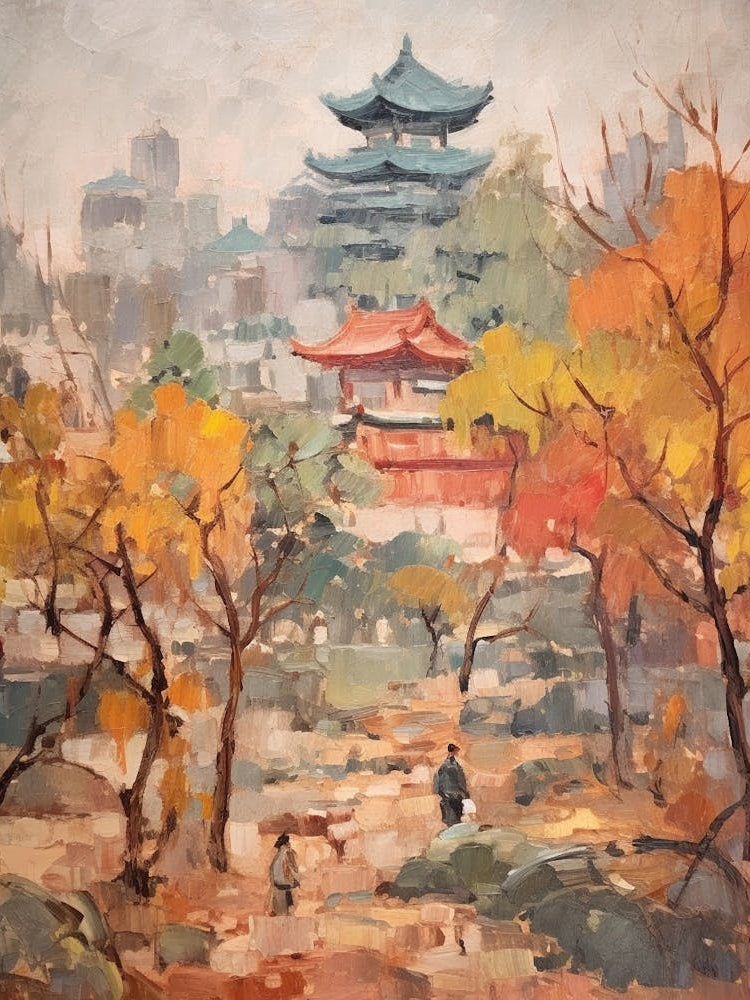 Autumn City Park Painting Jingshan Park Beijing China 3