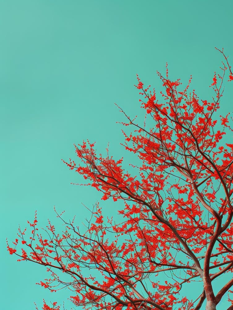 Red Tree Against Blue Sky 5