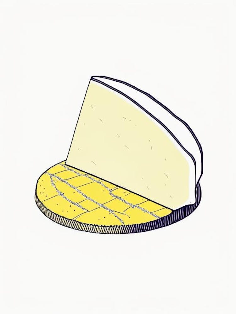 Tomme De Chèvre Cheese Dairy Food Minimal Line Drawing