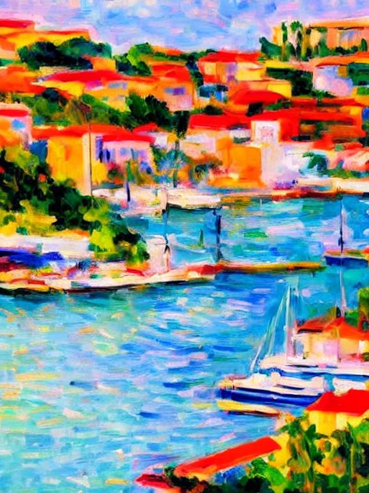 Port Of San Juan Puerto Rico Brushwork Painting harbour