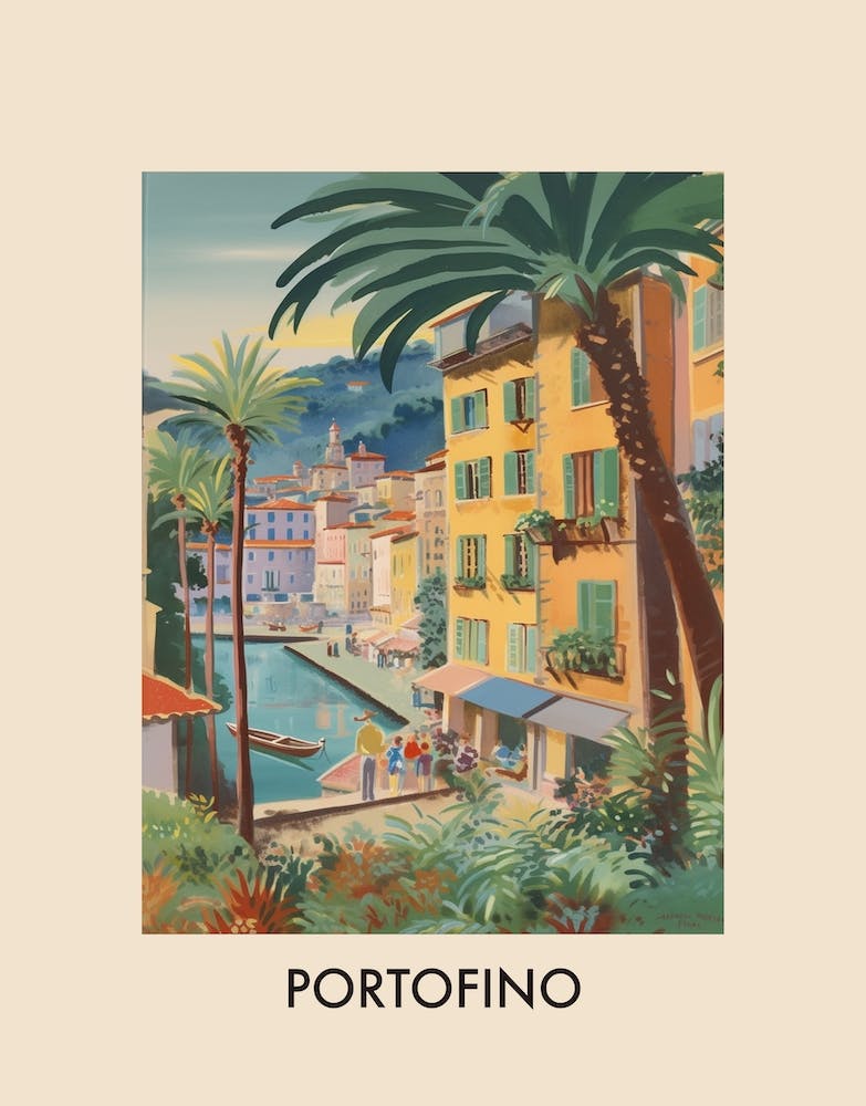 Portofino Italy 3 Vintage Travel Poster