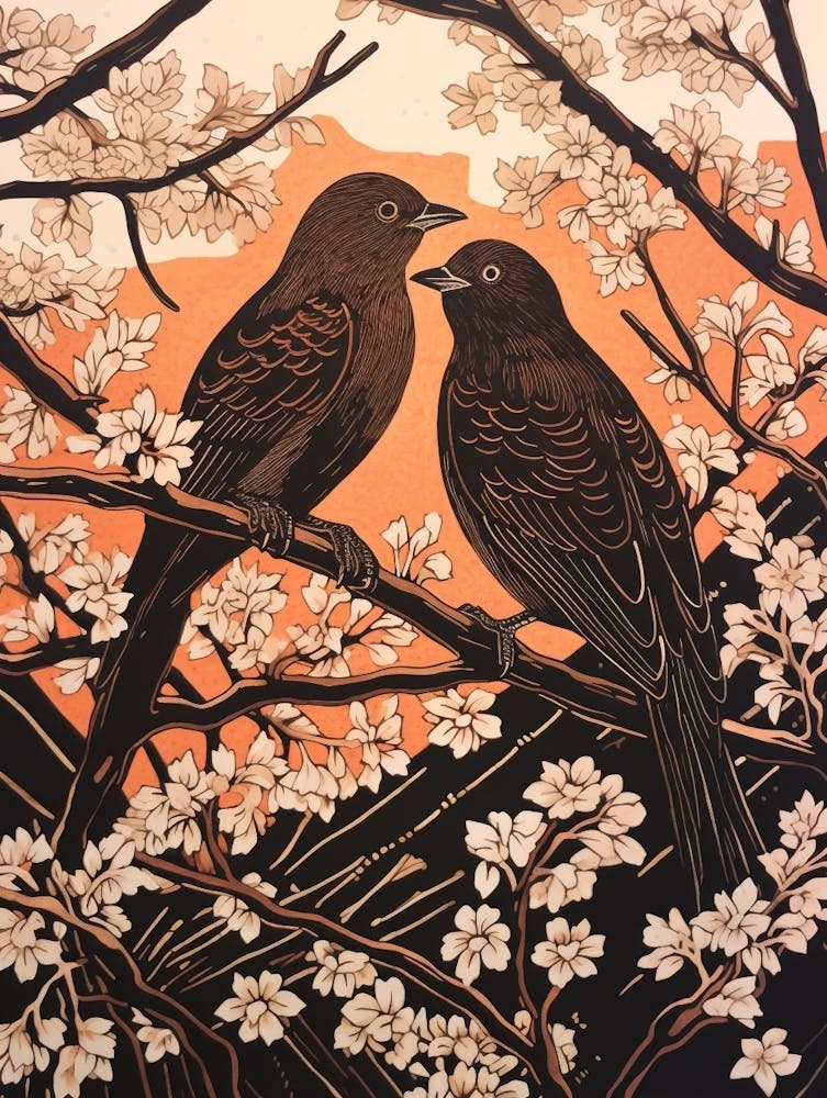 Art Nouveau Birds Poster Chimney Swift 3