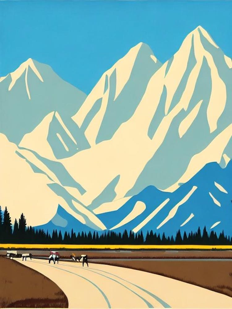 Jackson Hole, Usa Midcentury Vintage Skiing Poster