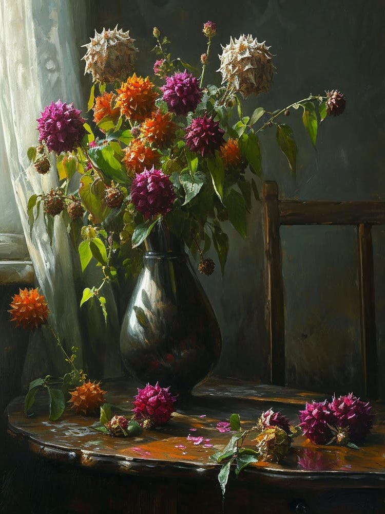 Baroque Floral Still Life Globe Amaranth 4
