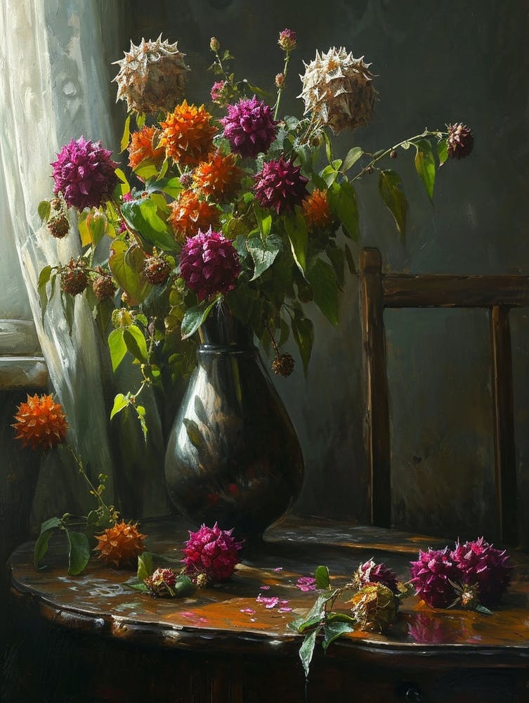 Baroque Floral Still Life Globe Amaranth 4