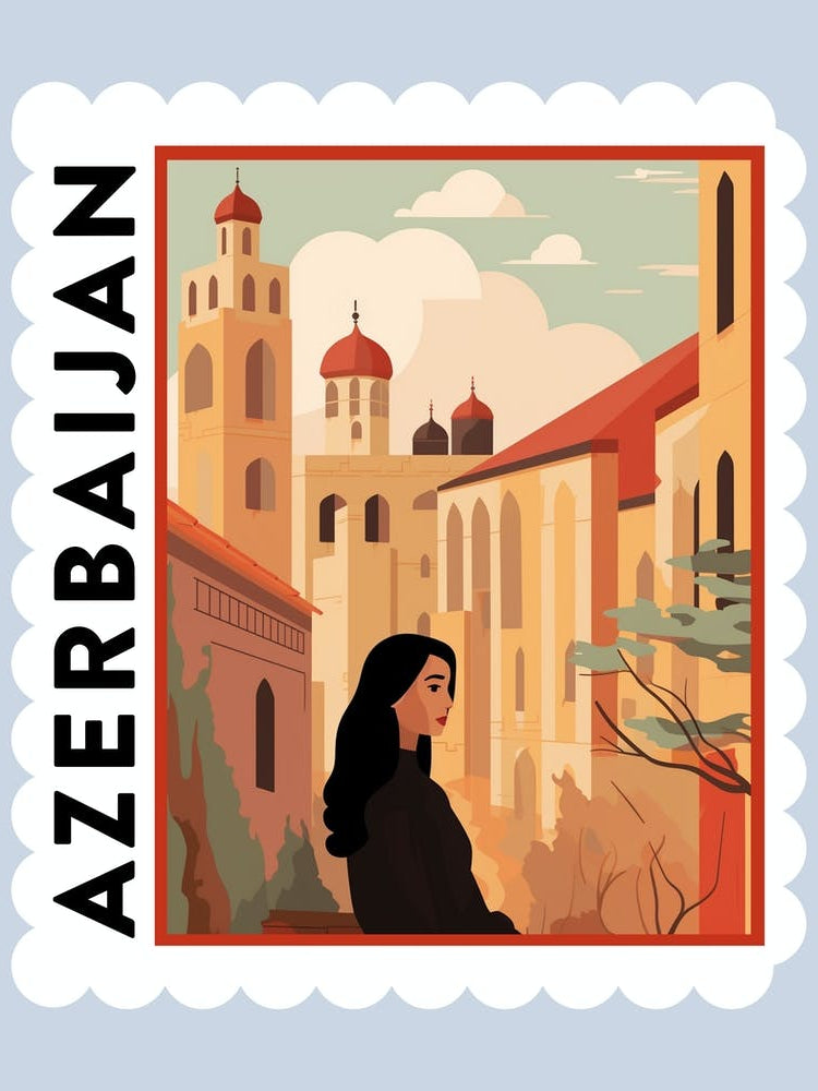 Azerbaijan 2 Travel Stamp Poster