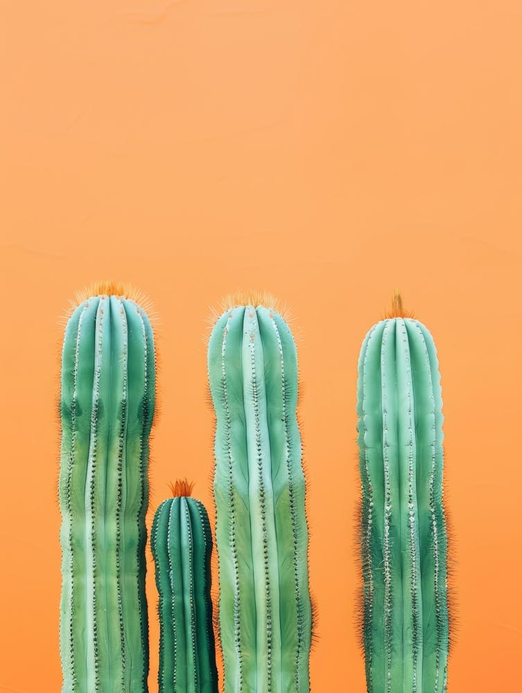 Cactus On Orange Background 2