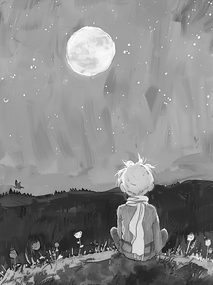Boy Looking At The Moon 1