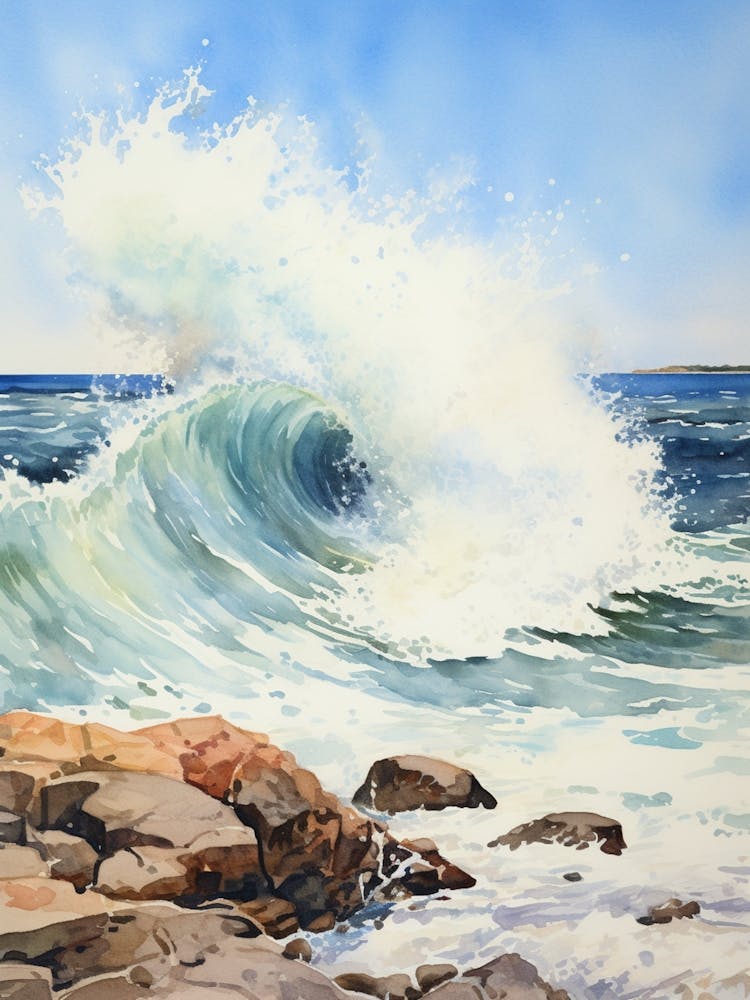 Wave Hill Usa Watercolour Painting 