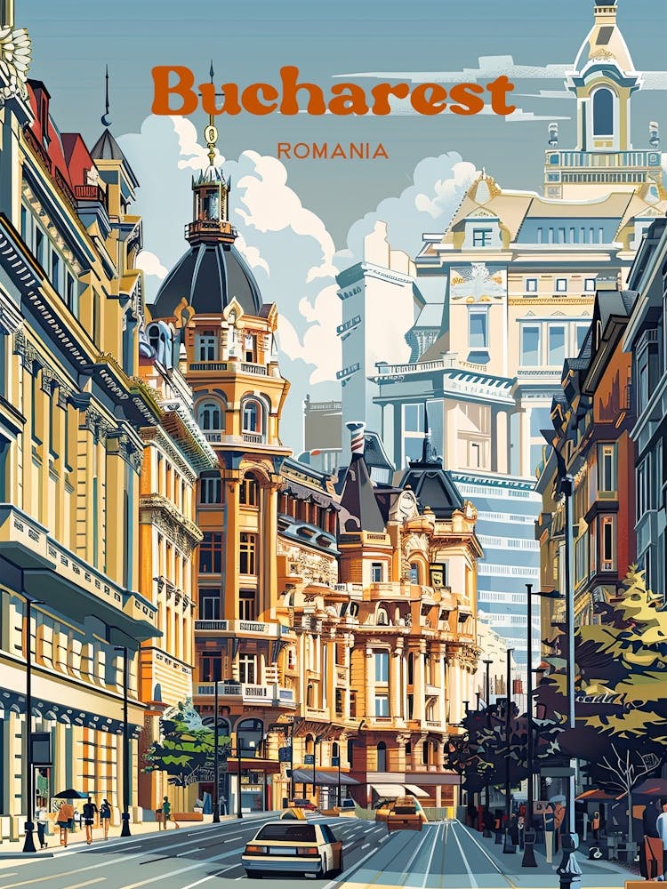 Bucharest Romania Vibrant Travel Art