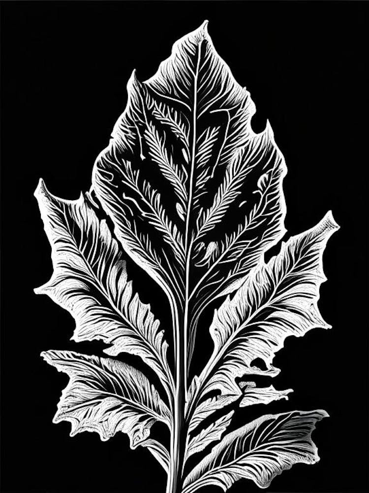Mullein Leaf Linocut 2