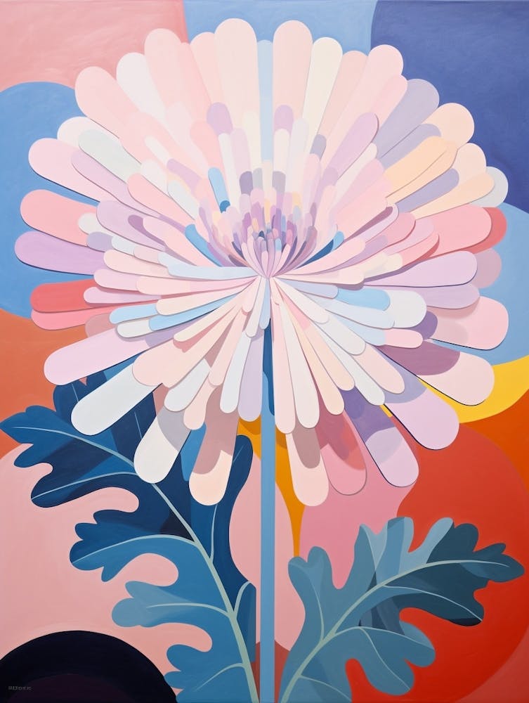 Chrysanthemum 4 Hilma Af Klint Inspired Pastel Flower Painting