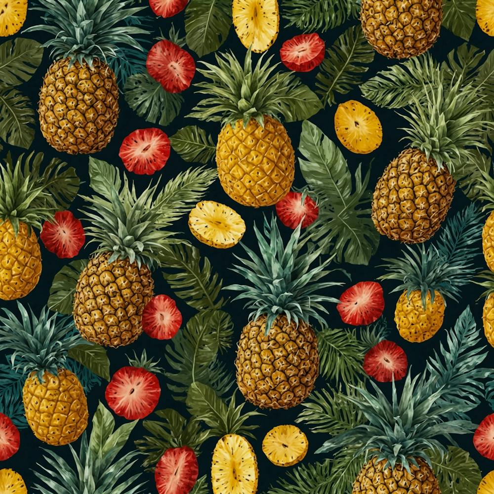 Pineapples And Strawberries Seamless Pattern