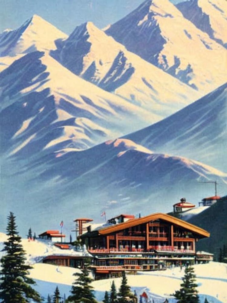 Valle Nevado, Chile Ski Resort Vintage Landscape 1 Skiing Poster