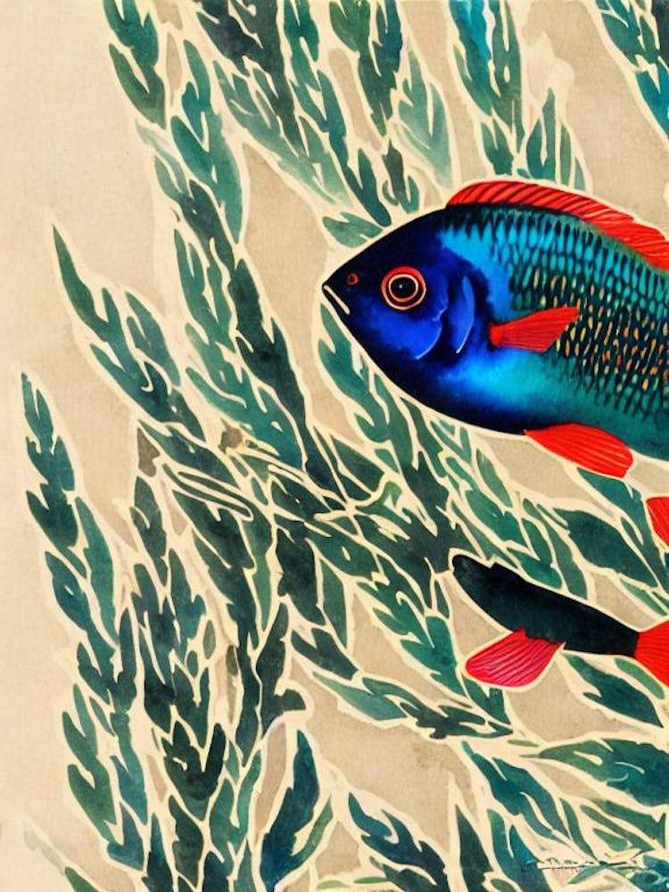 Dottyback Aquarelle Graphique Vintage