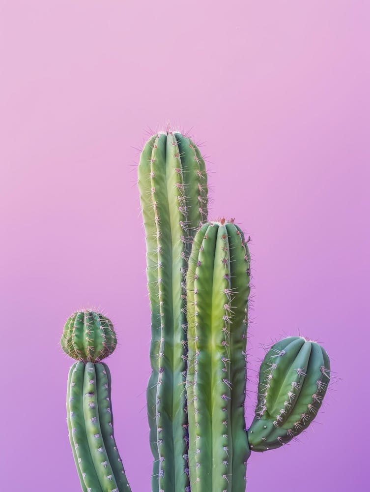 Cactus On Purple Background