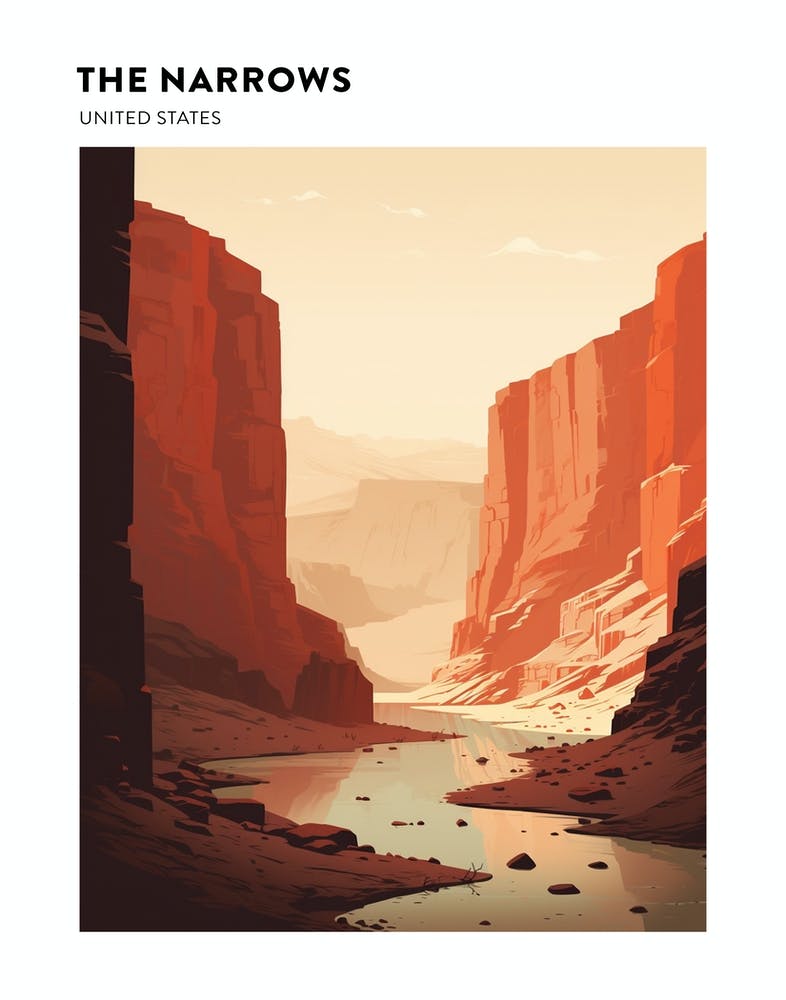 The Narrows Usa 2 Hiking Trail Landscape Poster