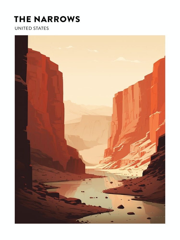 The Narrows Usa 2 Hiking Trail Landscape Poster