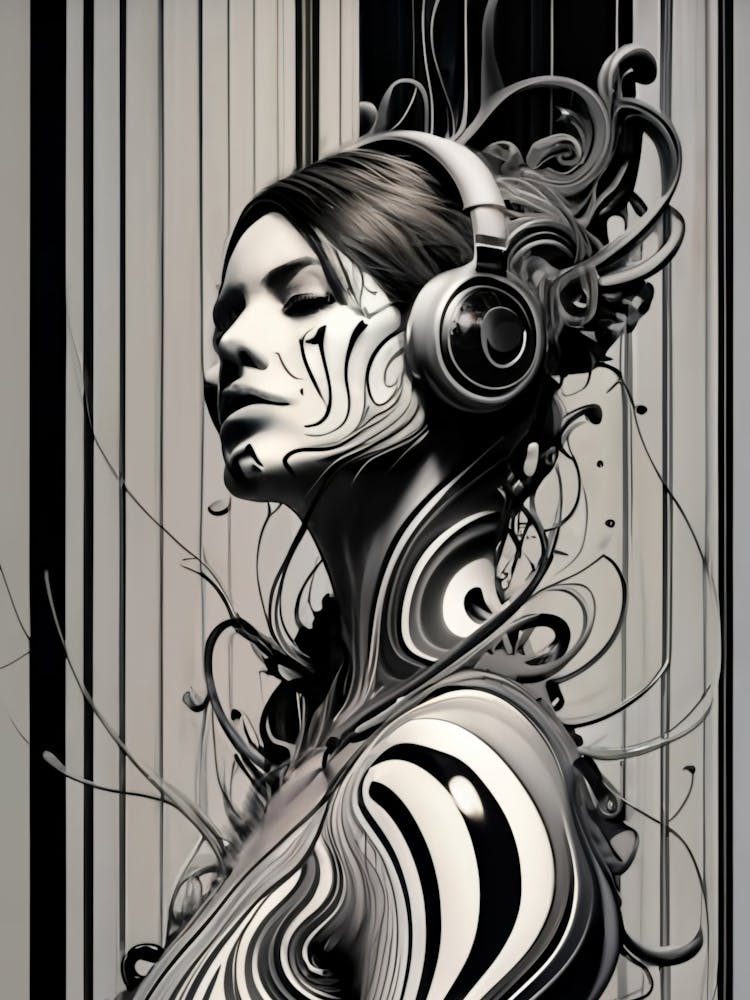 Abstract Woman With Headphones 1