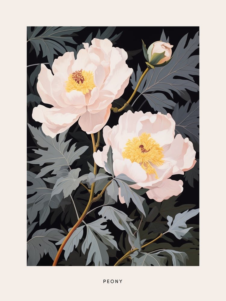 Flower Illustration Peony 2 Poster