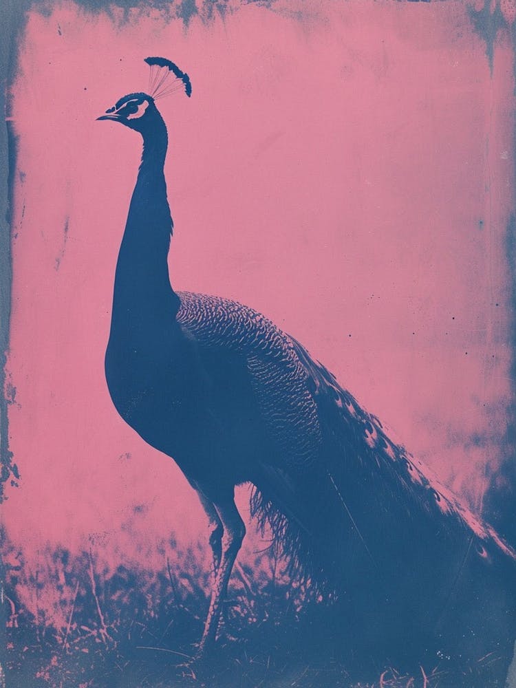 Pink Peacock Cyanotype In The Wild  1