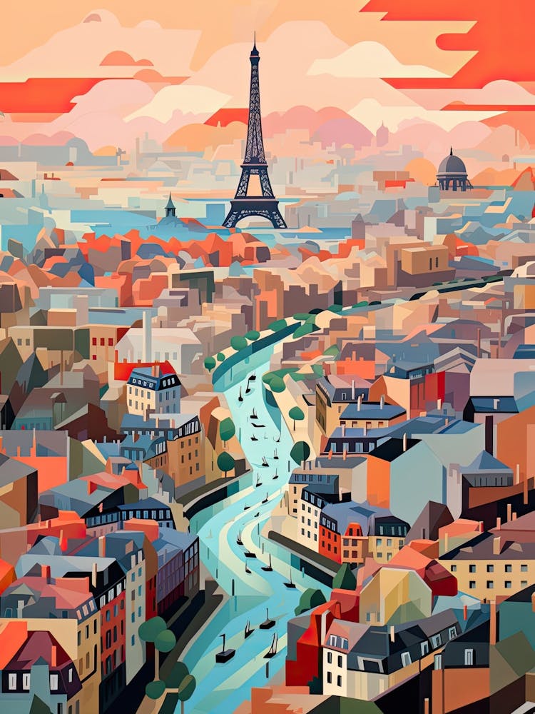 Paris View   Geometric Vector Illustration 1