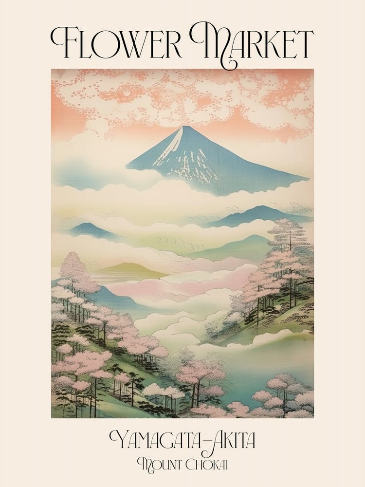 Flower Market Mount Chokai In Yamagata Akita Japanese Landscape 2 Poster