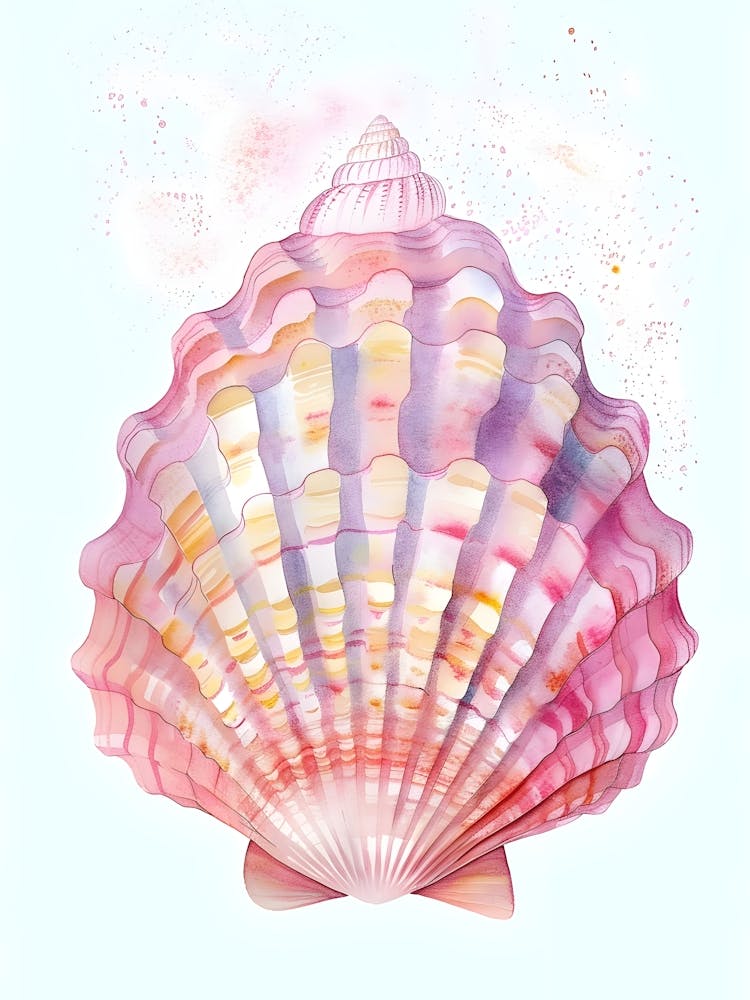 Sea Shell On A Blue Background 1