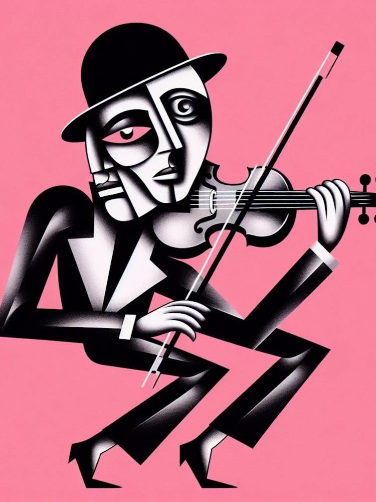 Abstract surrealism violin player wall art poster