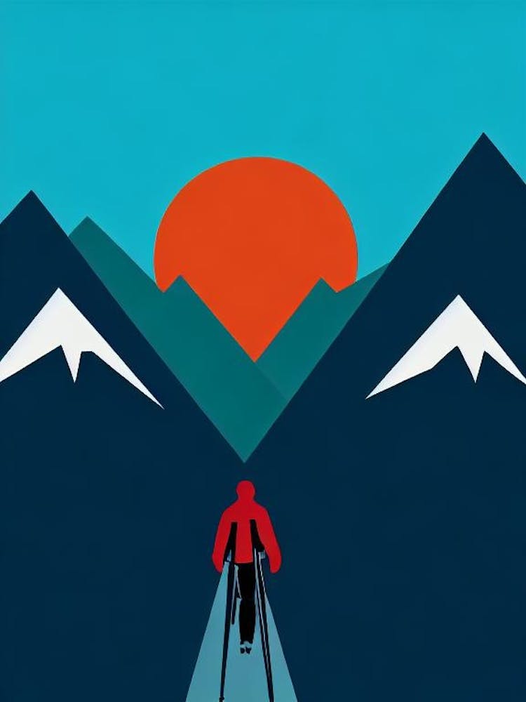 Snowshoe, Usa Modern Illustration Skiing Poster