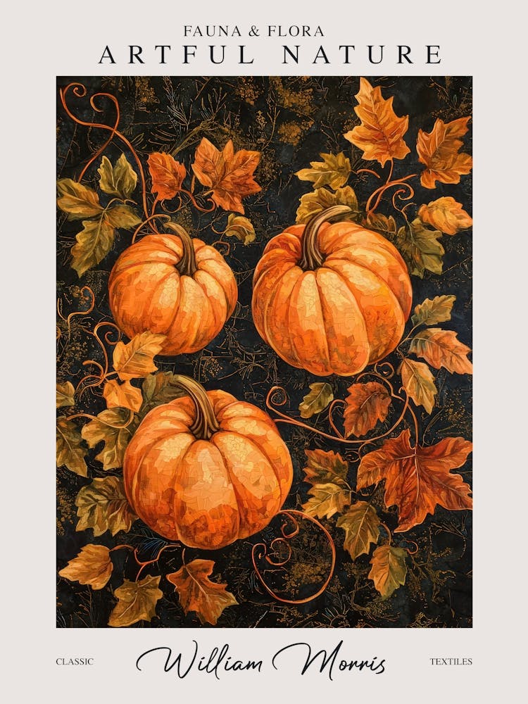 William Morris Pumpkins Autumn Fall Leaves Exhibition