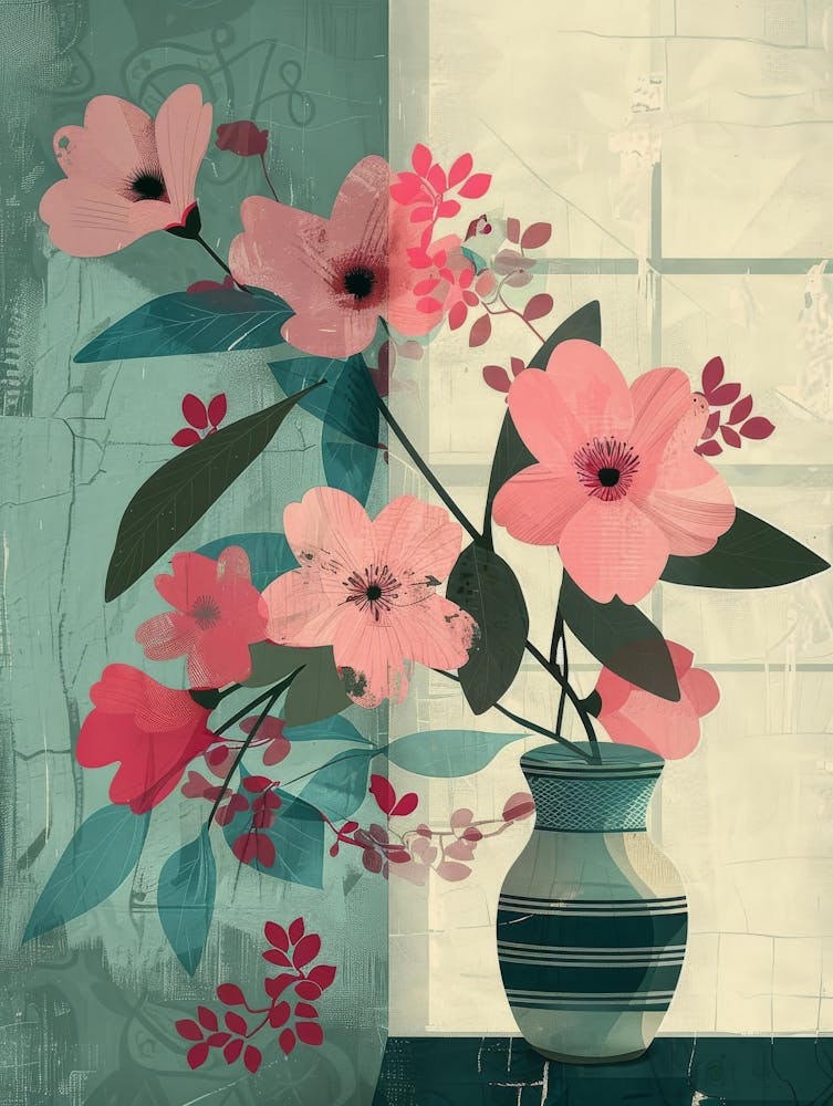 Fleurs roses dans un vase 12