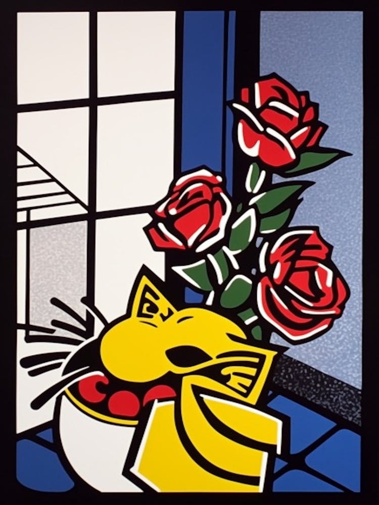 Rose Flower Still Life  3 Pop Art Style