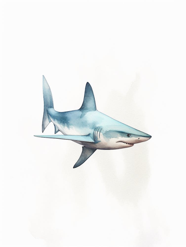 Cartoon Watercolour Silky Shark Kids Nursery 5