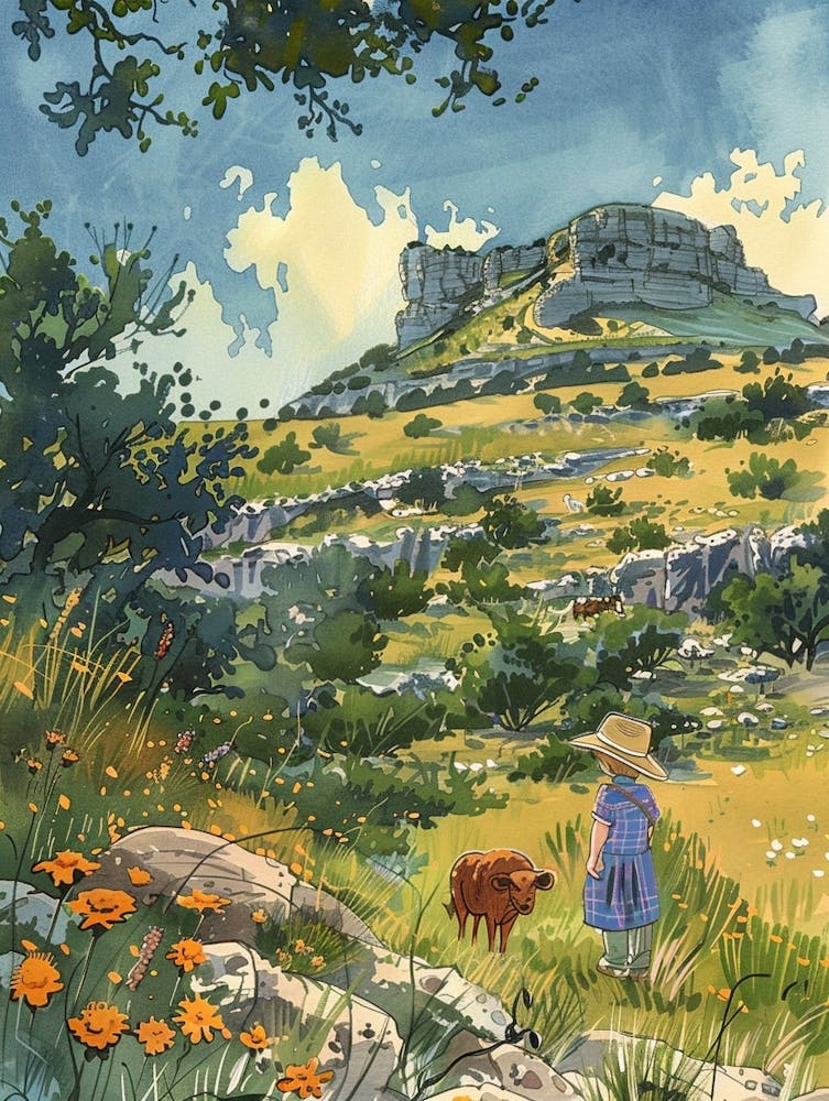 Storybook Illustration Mount Bonnell Austin Texas 4