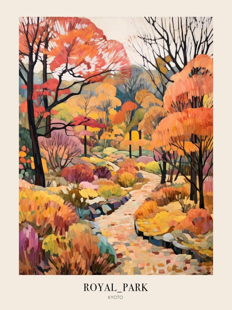 Autumn City Park Painting Royal Park Kyoto Japan 2 Poster