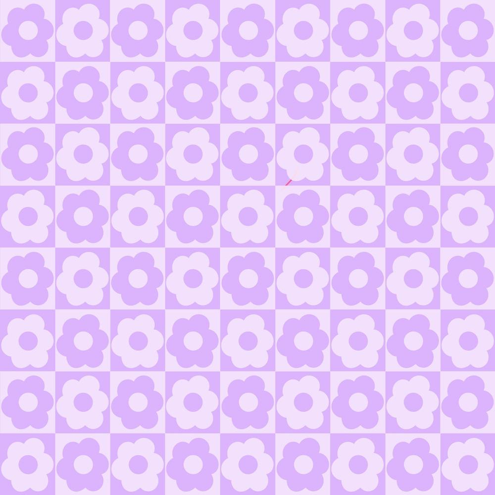 Floral Checker Purple Square