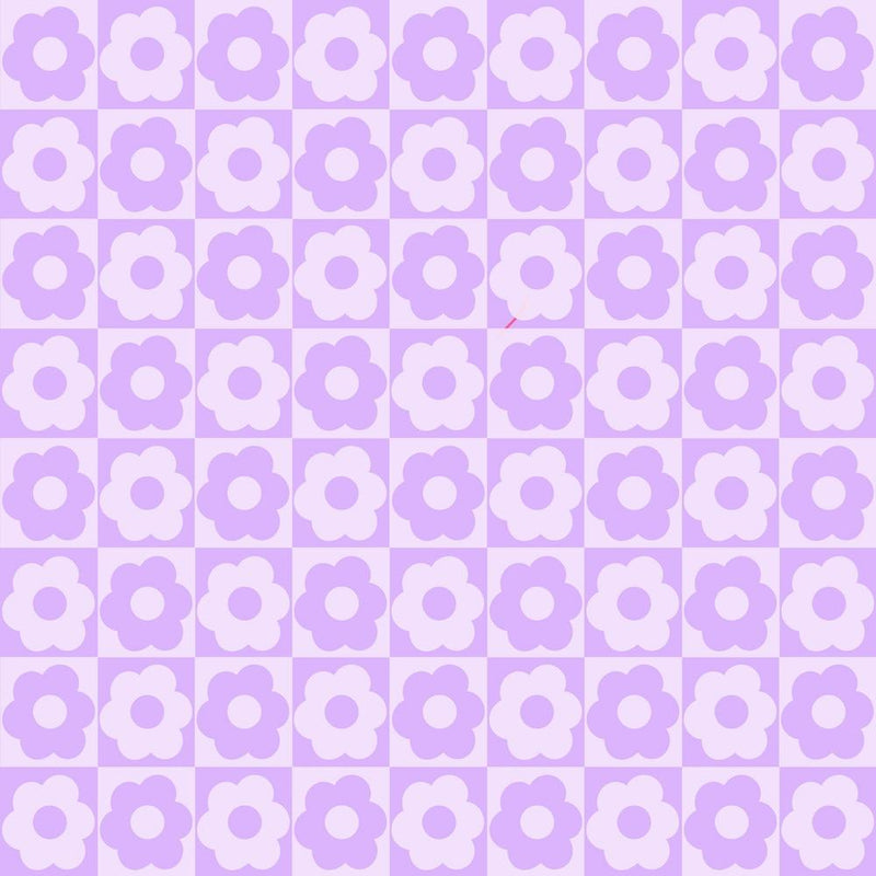 Floral Checker Purple Square