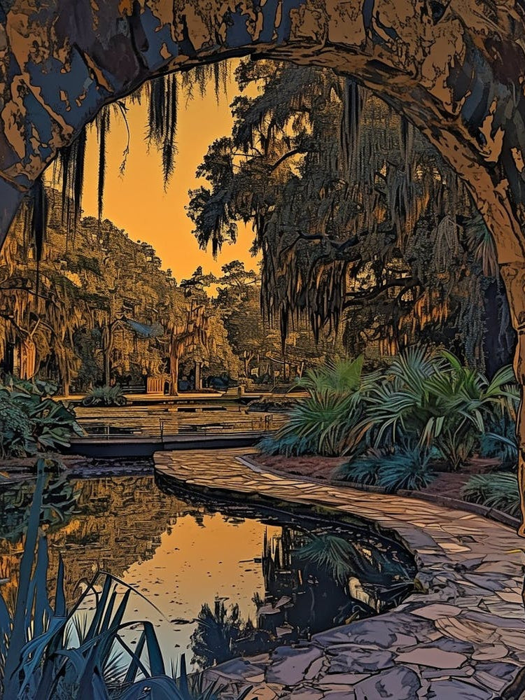 Audubon Park And Zoo Minimal Painting 1