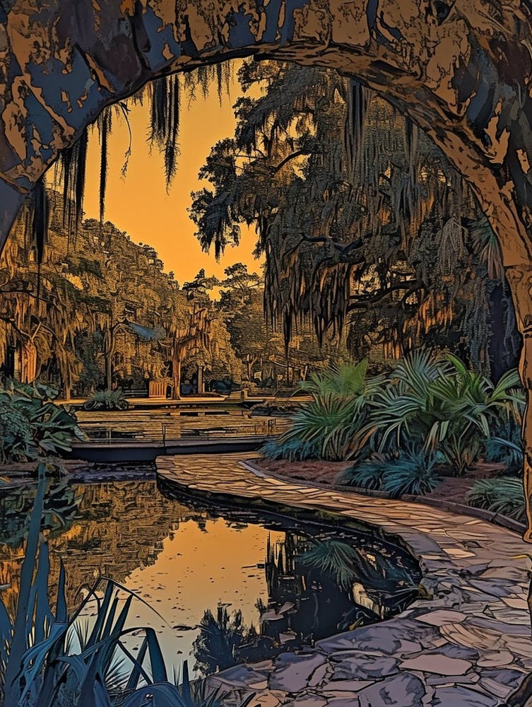 Audubon Park And Zoo Minimal Painting 1