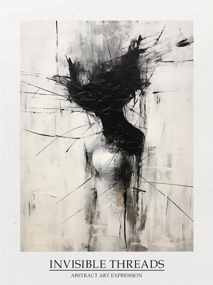Invisible Threads Abstract Black And White 7 Poster