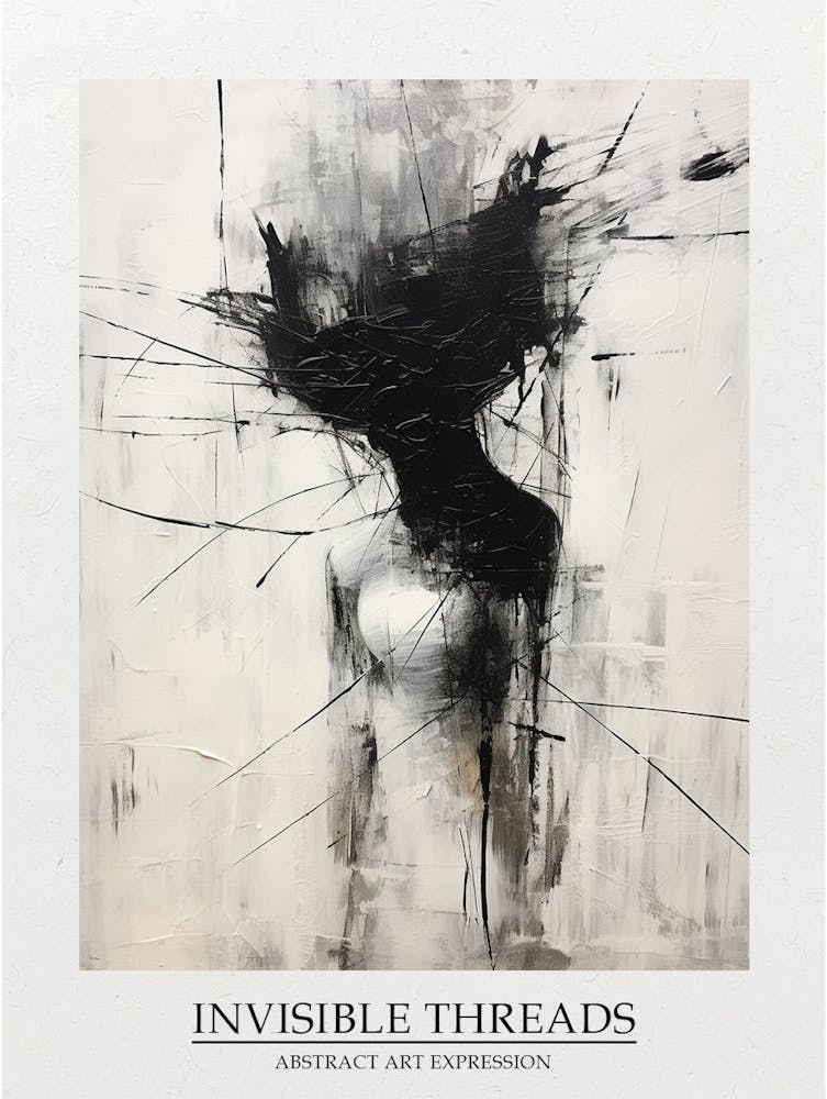 Invisible Threads Abstract Black And White 7 Poster