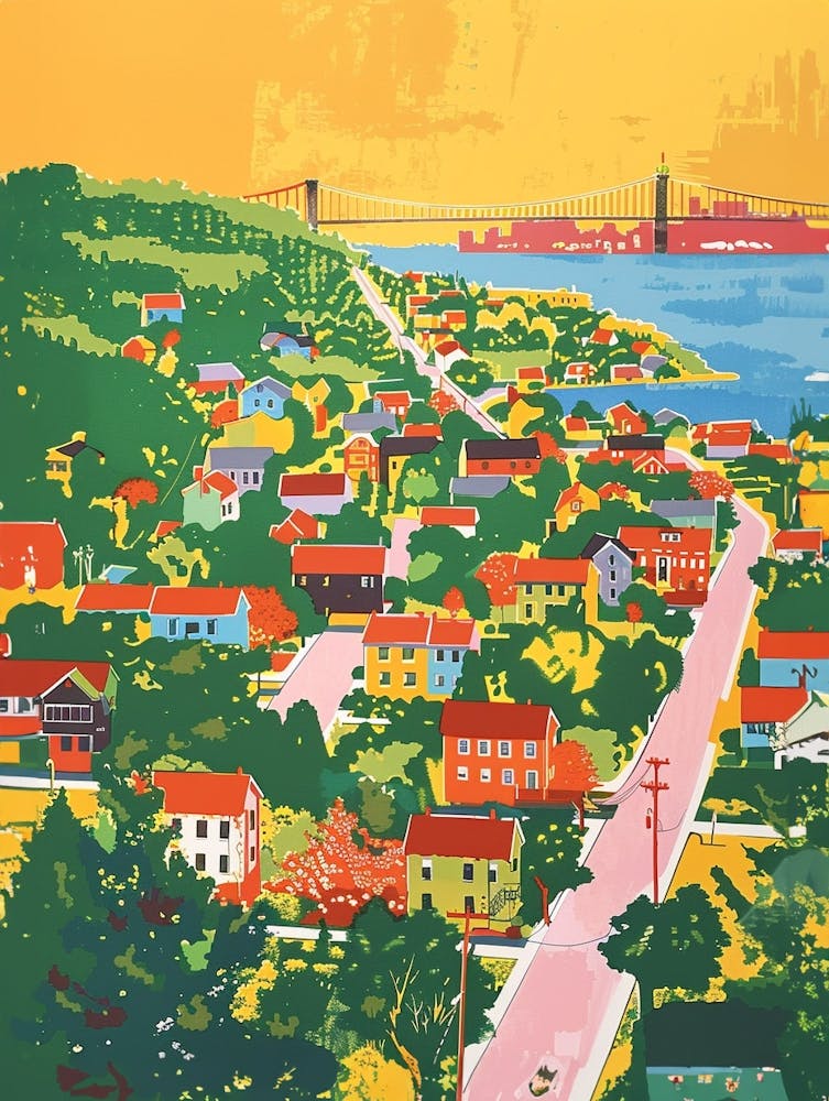 New Dorp New York Colourful Silkscreen Illustration 1