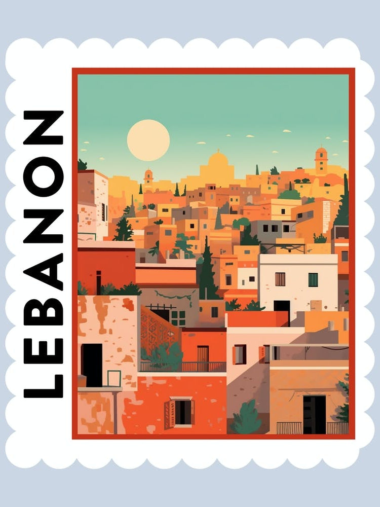 Lebanon Travel Stamp Poster