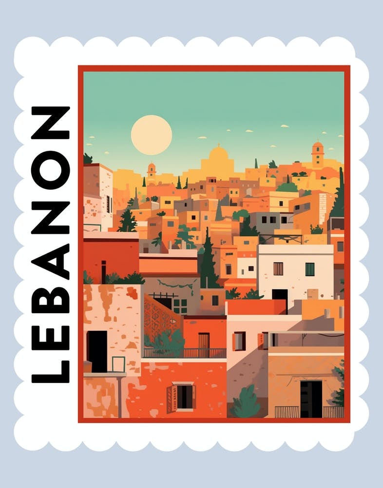 Lebanon Travel Stamp Poster